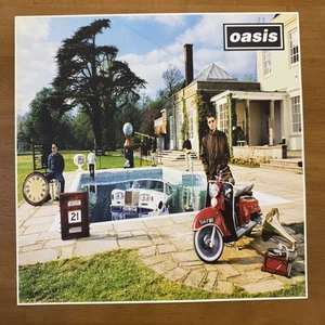 RARE VINTAGE 12"x12" RECORD STORE DISPLAY FLAT SHEET - OASIS - BE HERE NOW (97) - Foto 1 di 2