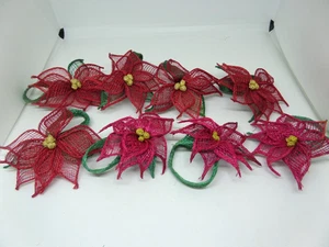 Vintage 8er Set Weihnachtsstern Serviettenring Halter Tischdeko Weihnachten Winter EUC - Bild 1 von 3