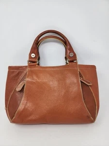 Cole Haan Chestnut Brown Leather Handbag Purse Yellow Lining Top Handles - Picture 1 of 9