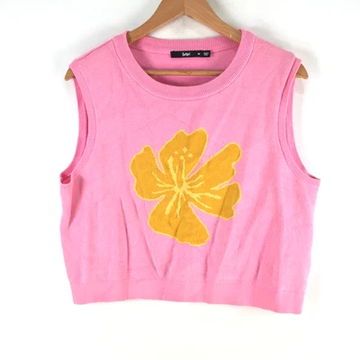 Sportsgirl womens knit sweater vest size M pink sleeveless cotton 123260 - Image 1 of 4