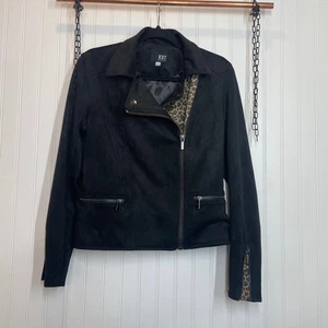 Kut from the Kloth Women’s Jayden Black Faux Suede Moto Jacket Leopard Size S - Picture 1 of 9