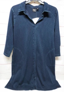 Vestido camisero vaquero elástico lavado oscuro talla XL para mujer con control - Imagen 1 de 7