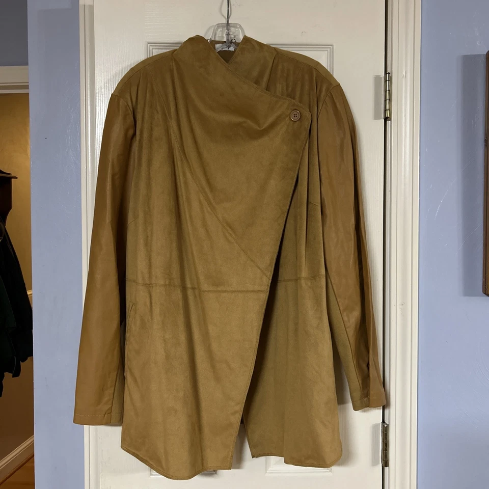 Vintage Di Vita Women Size 2X Faux Suede Wrap Drape Jakett Jacket Butterscotch - Image 1 of 4
