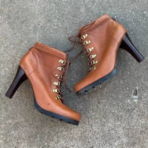 Ralph Lauren Darby braune Leder Schnürstiefeletten mit Absatz Größe 9 klassisch Herbst - Bild 1 von 7