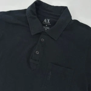 AX Armani Exchange Herren Schwarz Kurzarm Poloshirt Tasche Größe Medium - Bild 1 von 12