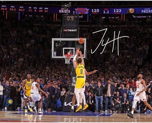Tyrese Haliburton Pacers Signed 16x20 ECF Game 1 vs Knicks Game Tying Shot Photo - Picture 1 of 1