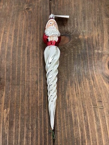 Christopher Radko St Nickcicle Santa Twisted Icicle Glass Christmas Ornament - Picture 1 of 6