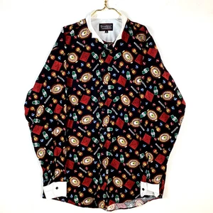 Camisa de vestir vintage de esmoquin con temática de casino talla XL multicolor manga larga abotonada - Imagen 1 de 3