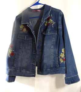 Woman Within Jeansjacke blau Denim bestickt Größe 20 W gebraucht - Bild 1 von 5