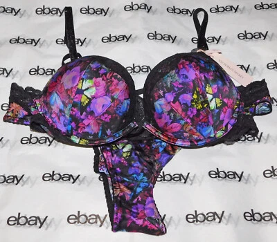 NUEVO Victoria's Secret Bombshell Sujetador Floral 36B y Conjunto Brasileño Grande L VS Foto 1 de 4