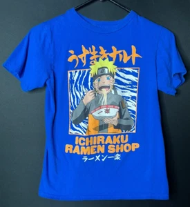 NARUTO Boys Large Shirt Blue Ramen short sleeve graphic print crew neck 2002 Y2K - Picture 1 of 4