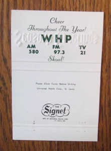 WHP RADIO STATION MATCHBOOK COVER: HARRISBURG, PENNSYLVANIA 1970s MATCHCOVER A14 - Picture 1 of 2