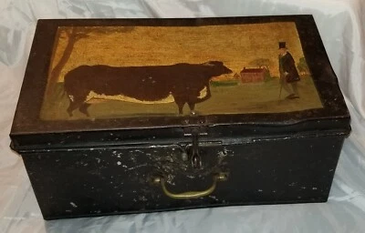 Caja de documentos británica decorada del siglo XVIII Foto 1 de 4