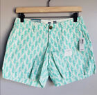 New Old Navy Womens Chino Cotton Seahorse Print Pattern White Aqua Green Shorts