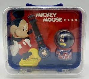Vintage Mickey Mouse Uhr & Mini Schneekugel Brotdose 6” x 6” Neu im Karton - Bild 1 von 8