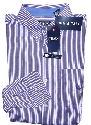 Nueva Camisa Chaps Para Hombres Ajuste Clásico Cuello Abotonado Mangas Largas Púrpura Grande Alta Foto 1 de 4