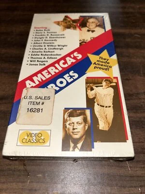 VHS AMERICAS HEROES VIDEO CLASSICS NEW NIB HALL FAME BABE RUTH JOHN KENNEDY SALK - Image 1 of 3