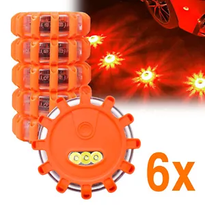 6pc Orange LED Road Flares Auto Truck Car Emergency Hazard Amber Warning Lights - Picture 1 of 11