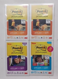 4 packs 3M POST-IT PICTURE PAPER 25 pc Matte-high-semi-gloss SHEETS INKJET 4X6" - Picture 1 of 2