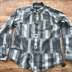 Nixon Men's Size XL Black Gray Long Sleeve Button Skater Shirt - Picture 1 of 6