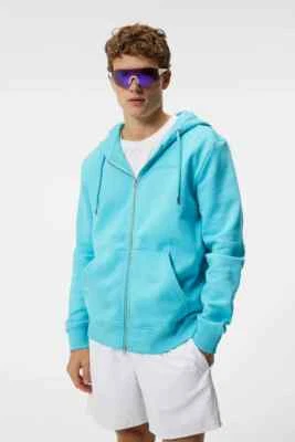 J. Lindeberg Alpha Zip 高尔夫时尚连帽衫男式大号蓝色全新全新全新全新 AMJS11329 — 第 1/4 张图片