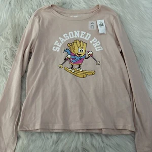 Old Navy girls NWT long sleeve tee L 10/12 pink seasoned pro ski - Picture 1 of 8