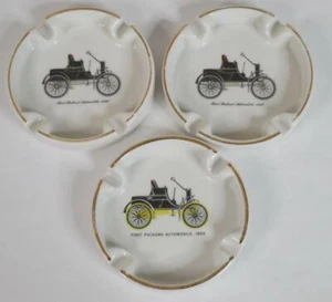 Wisconsin Porcelain Co. Antique Car Ashtray Set of 3 - First Packard Auto, 1899 - Picture 1 of 9