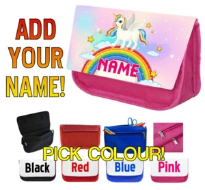 Estuche de lápices personalizado unicornio niños bolsa - Añadir nombre - Regalo de vacaciones escolares - Imagen 1 de 3