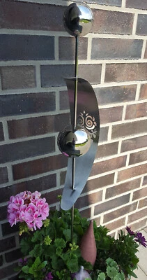 Skulptur Nero Edelstahl 100 cm Ausstanzung Eule Beetstecker Gartenstecker - Bild 1 von 4