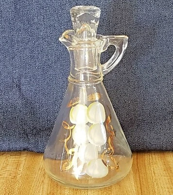 Jarra Hazel Atlas Cruet pintada a mano de 5 1/2" de alto incluyendo tapa vintage Foto 1 de 4