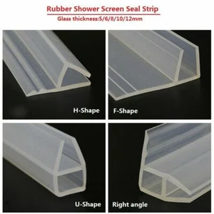 F/H-Shape Silica Gel Shower Screen Seal Strip For 5/6/8/10/12mm Glass Bath Door - Picture 1 of 12