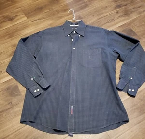 Camisa de manga larga Tommy Hilfiger azul marino a cuadros con botones para hombre talla S (15,5... - Imagen 1 de 5