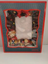 Vtg 3D Christmas Holiday Photo Frame Bear Tree Toys Presents Gifts 5” X 7”