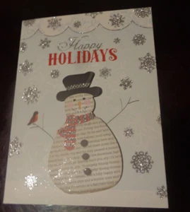 Konvolut 7 Weihnachtsgrußkarten Schneemann Glitzer #54 - Bild 1 von 5