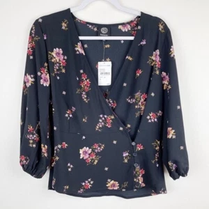 BOBEAU | Floral Dressy V-neckline Wrap Top B07 - Picture 1 of 12