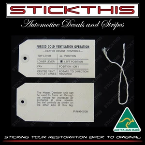 LH LX UC SLR SLR5000 SS Hatch Torana Holden - Fan Heater Control Tag and String - Picture 1 of 2