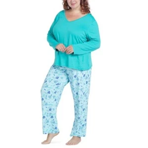 Muk Luks Cool Girl Solid Top & Printed Pants Pajama Set Mint Size S 3997 - Picture 1 of 2
