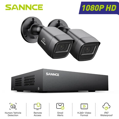 SANNCE 8CH 1080P Lite DVR 1080P CCTV Home Security Camera System Night Vision AI - Image 1 of 4
