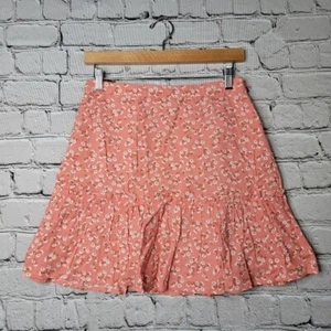 BillaBong x Salty Blonde Upside Skirt Ruffle Hem Coral Pink Size 28 - Picture 1 of 9