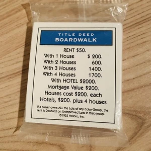 Monopoly Game Property Title Deed Replacement Cards New Sealed 1998 Edition VTG - Picture 1 of 4