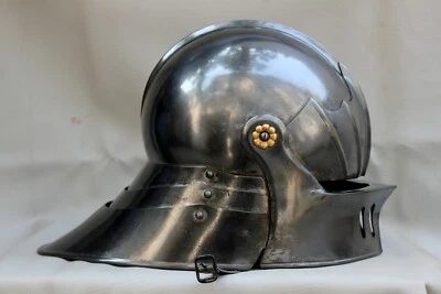 Navidad 16ga Medieval Sallet Casco Caballero Sca Larp Guerrero Alemán Foto 1 de 4