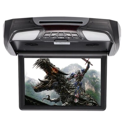 12.1" Car Flip Down Overhead Roof Mounted Monitor DVD Player Wide Screen Black - Image 1 of 4