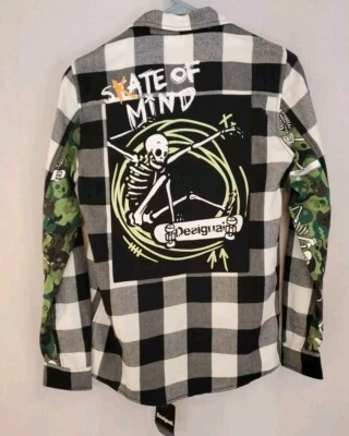 DESIGUAL Boys Skateboard  Skate of Mind Zip Up Flannel jacket 13-14 New Rare! - Image 1 of 4
