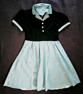 1950s Dresses Vintage Rockabilly Retro Short Sleeve Tie Midi Dress Cocktail - Picture 1 of 12