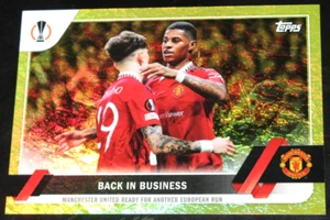 2022-23 Topps UEFA Club Back In Business Garnacho Rashford Yellow Gold JADE #/50 - Picture 1 of 2