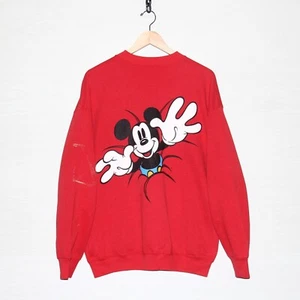 Sudadera Vintage Mickey Mouse Breakthrough Disney Cuello Redondo Talla XL Roja Años 90 - Imagen 1 de 10