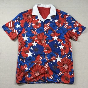 Fox News Aloha Shirt Mens S Hawaiian Camp Patriotic America USA Festive Floral - Picture 1 of 7
