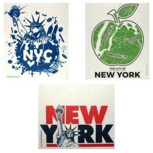 Swedish Dishcloths Mixed NYC Set of 3 cloths (one of each design) Eco Friendly - Picture 1 of 9