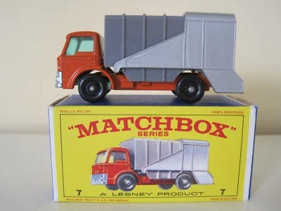 Camión de basura Matchbox Lesney # 7 como nuevo en caja original casi nuevo Foto 1 de 4