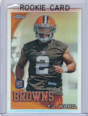 TJ WARD ROOKIE CARD 2010 Topps Chrome T.J. REFRACTOR RC Cleveland Browns BRONCOS - Image 1 of 2